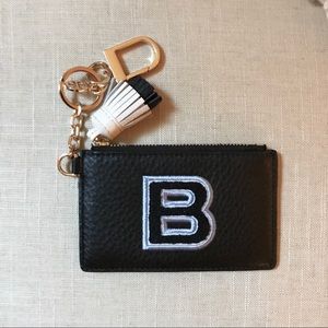 BNWOT Tory Burch monogram “B” card case key fob